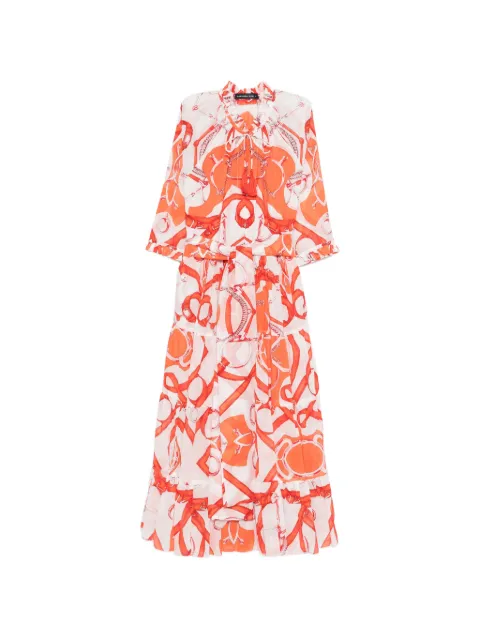 Samantha Sung ruffled printed midi dress White EVA
