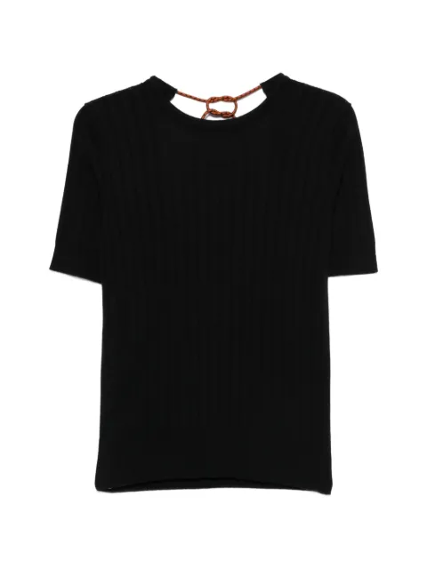 Plan C ribbed short-sleeve sweater Black MGCMG11J00FC010