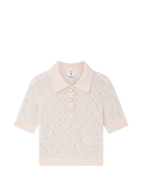 Casablanca monogram-studded polo top Pink MSP26KW133501