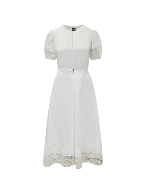 BOSS Doralia belted lace-trim midi dress White 50556233