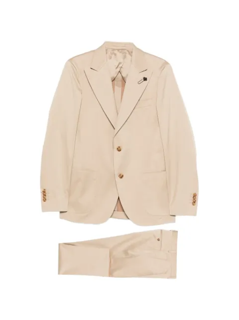 Lardini single-breasted cotton suit Neutrals CN890AEPAIF66402