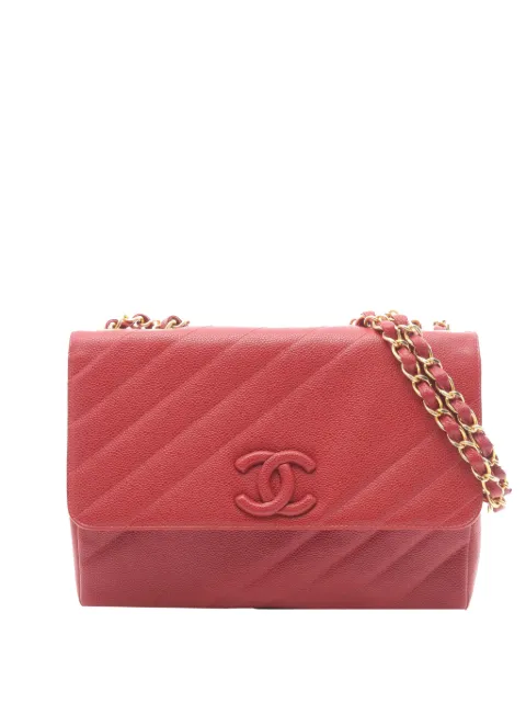 CHANEL Pre-Owned 1994-1996 Jumbo Diagonal Quilt Flap Bag shoulder bag Red 51YJM28OPFNG4C3F
