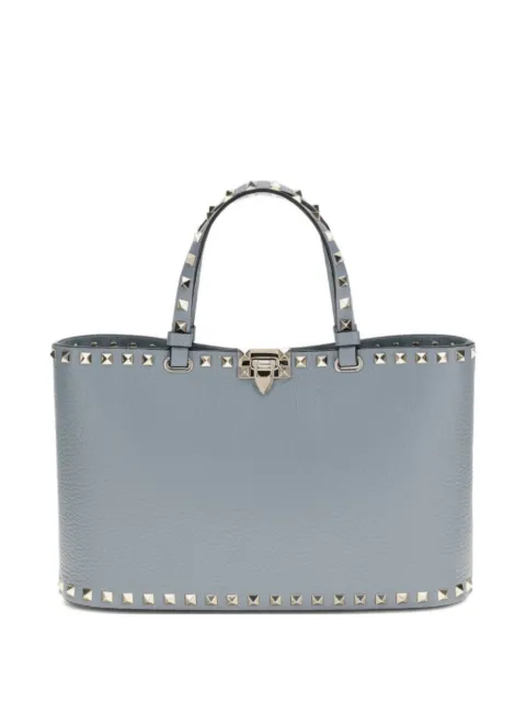 Valentino Garavani Rockstud small shopping bag in grainy calfskin Blue WB0S20VSF