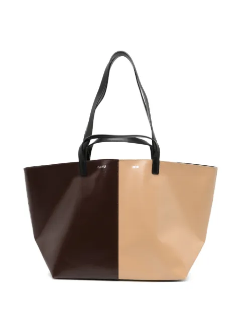 Cahu logo-printed tote bag Black PZXMBRCRNABROWNCREAM