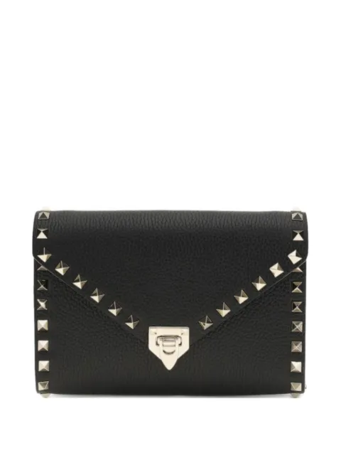 Valentino Garavani small Rockstud leather chain wallet Black WP0AX2VSH
