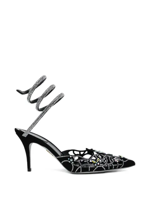 René Caovilla 80mm crystal-embellished pumps Black C12838080C001X772