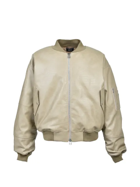 BREATH crocodile-effect bomber jacket Neutrals BR25AWO0101BEI
