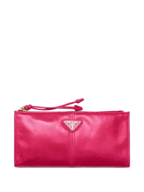 Prada enamelled triangle leather wallet Pink 1MB0512CYR