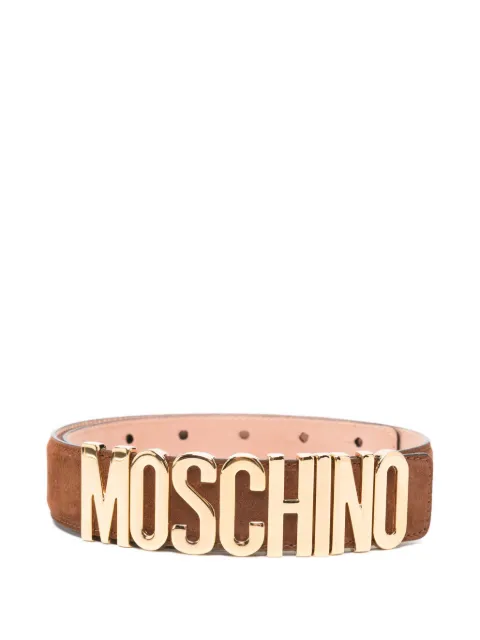 Moschino logo-plaque leather belt Brown MC6000PP1OOF0300