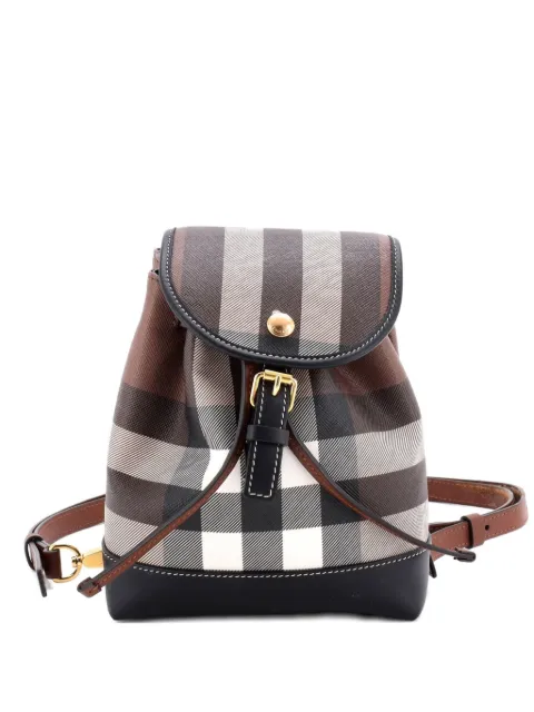 Burberry Pre-Owned Flap House Check Coated Canvas Micro backpack Black U7M6ZUQADAFYMYVV