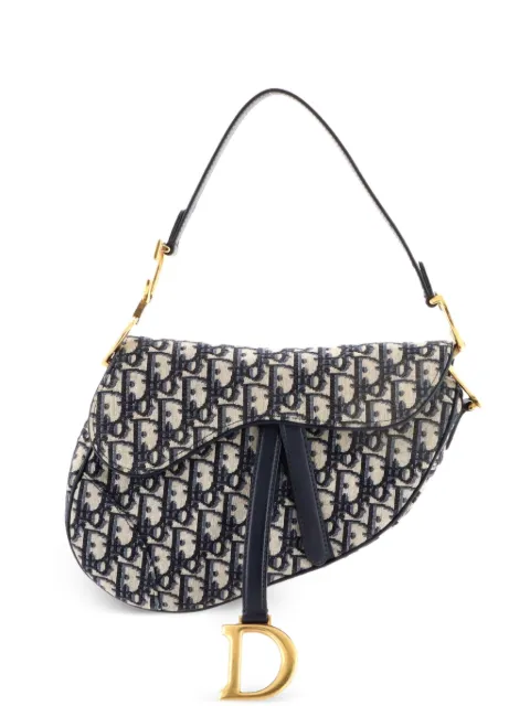 Christian Dior Pre-Owned Saddle Handbag Oblique Canvas Medium shoulder bag Blue 2QMW3O03DED6J1XS