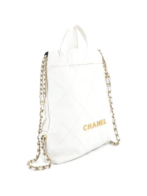 CHANEL Pre-Owned 22 Chain Quilted Calfskin Medium backpack White ZBWY5131HF0ICZF2
