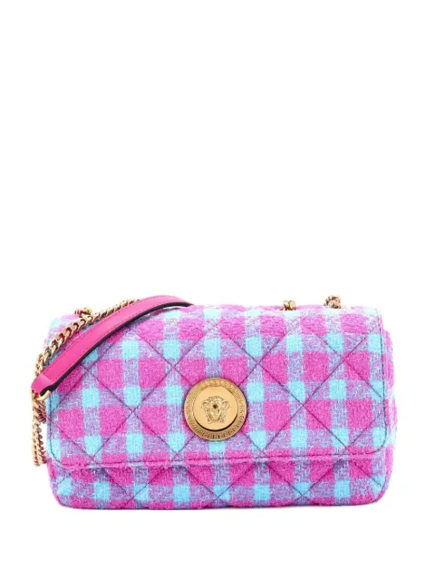 Versace Pre-Owned Medusa Icon Chain Flap Bag Quilted Tweed East West shoulder bag Pink BTQS4SGEWX4L5P9H