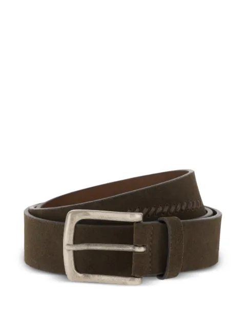 Boggi Milano embroidered suede leather belt Brown BO26P029701