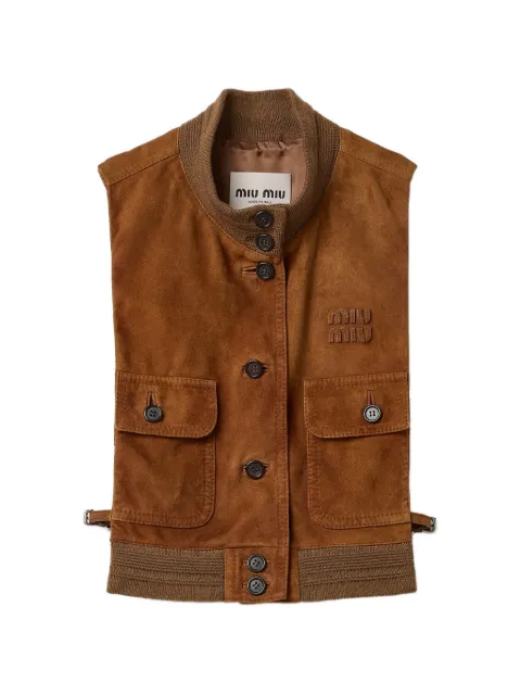 Miu Miu waxed suede leather vest Brown MPT318SOOO19ML