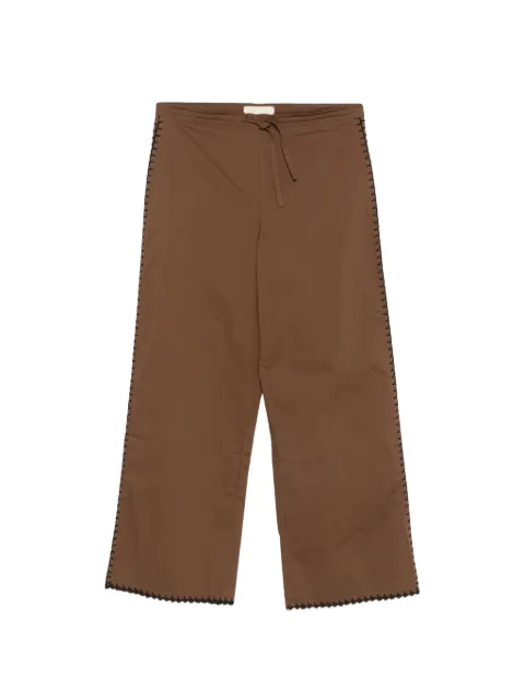 TERRY PUESTO whipstitch-trim palazzo pants Brown SS26CASP