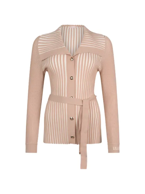 LIU JO ribbed maxi collar cardigan Neutrals TA6116MS55NC3889