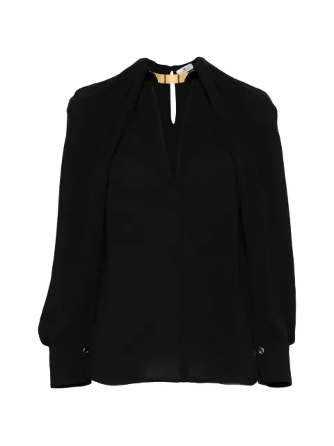 Elisabetta Franchi blouse in viscose georgette fabric with jewel detail Black CA12961E2