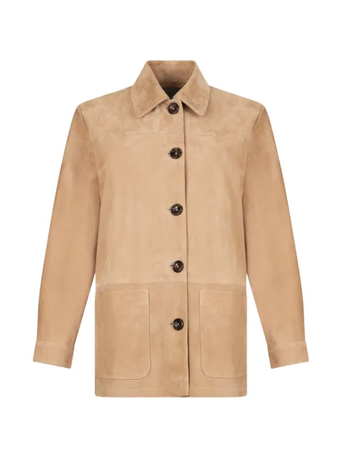 LIU JO collar pockets suede jacket Neutrals CA6153P0382