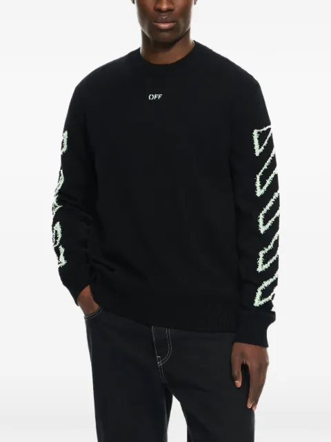 Off-White Diagonal Arrow fuzzy crewneck sweater Black 44MHE087S26K001001