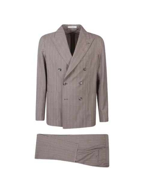 Tagliatore pinstripe double-breasted suit Brown 2SMC20K01520125
