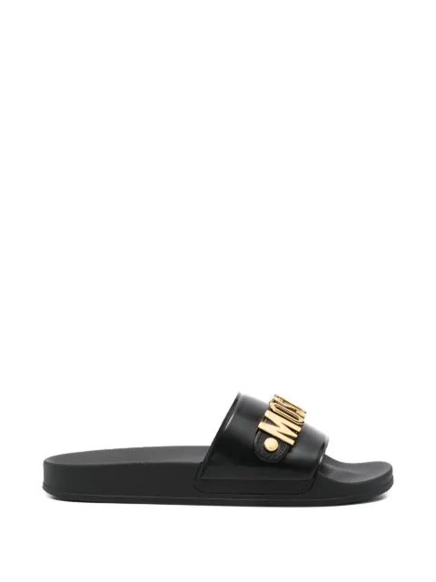 Moschino PVC sandals slides with lettering logo Black MB28032G0OG11000