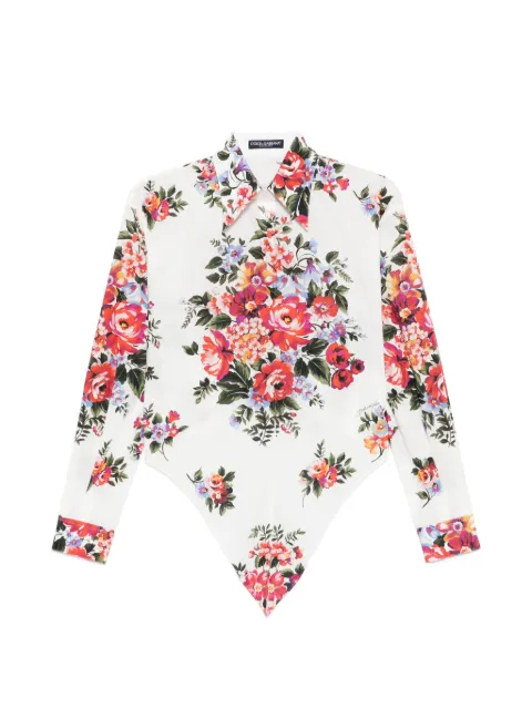 Dolce & Gabbana bouquet-print cotton shirt White F5T76THS5UU