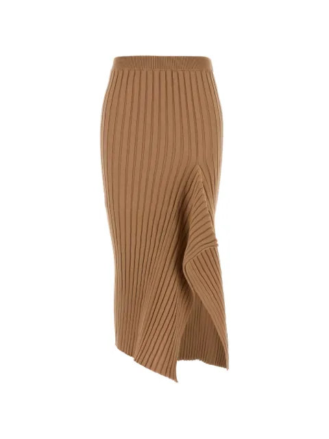 Stella McCartney asymmetric ribbed-knit wrap midi skirt Brown 6K11683S2594