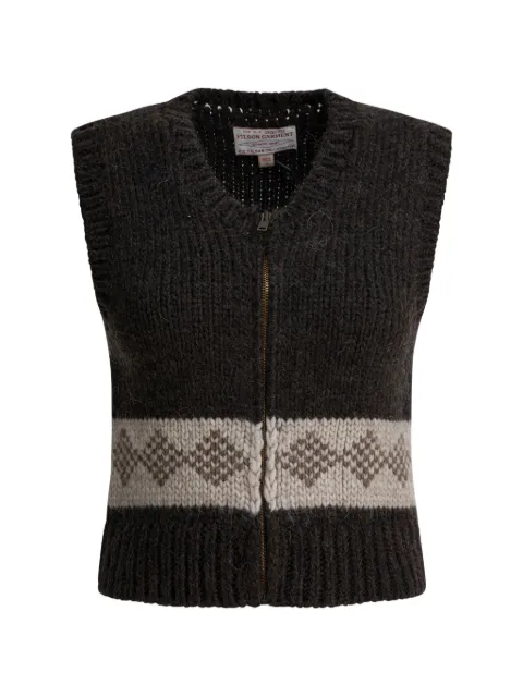 Filson zip-up patterned-intarsia vest Brown FWMAG0011UF0100