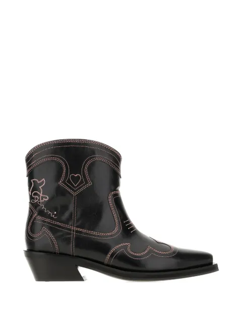 GANNI contrast-stitch ankle boots Black B101002811760