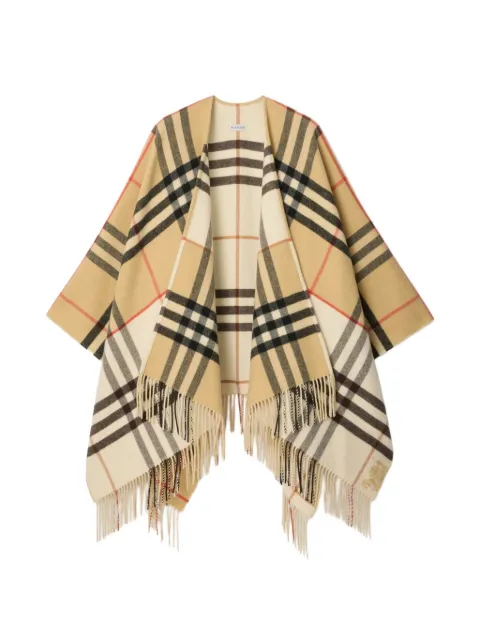 Burberry contrast Check cashmere wool cape Neutrals 8117678