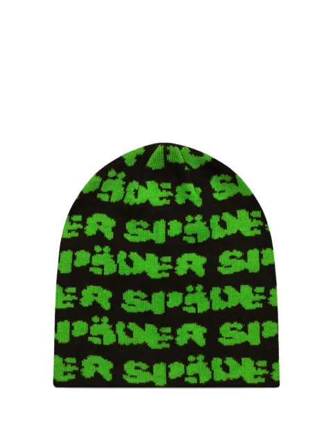 SP5DER Fuzzy Logo Skully beanie hat Black SP5DER280