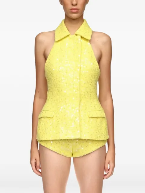 David Koma sequin-embellishment tailored vest top Yellow RE26DK80T