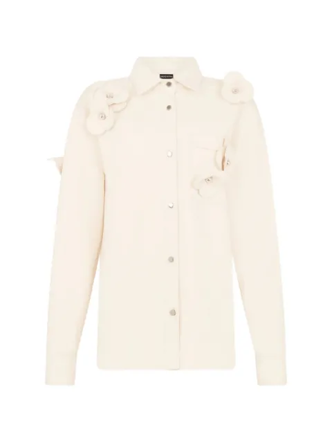David Koma 3D Flower denim shirt Neutrals RE26DK111DT