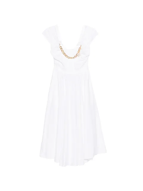 Elisabetta Franchi stretch cotton dress with jewel chain White AB92161E2