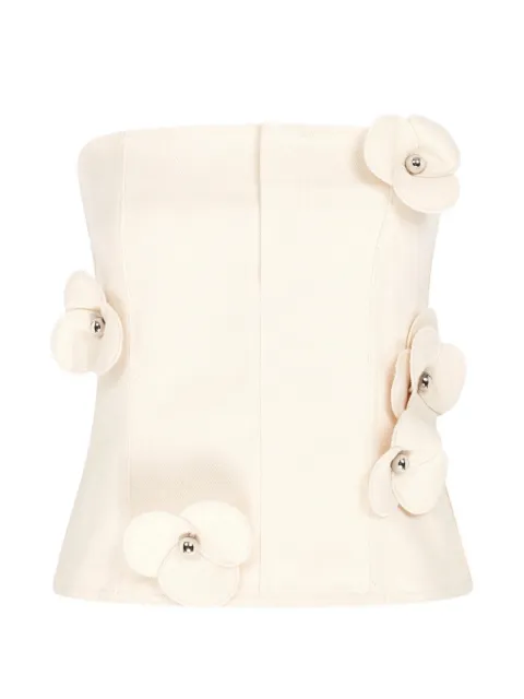 David Koma 3D Flower denim corset top Neutrals RE26DK89DT