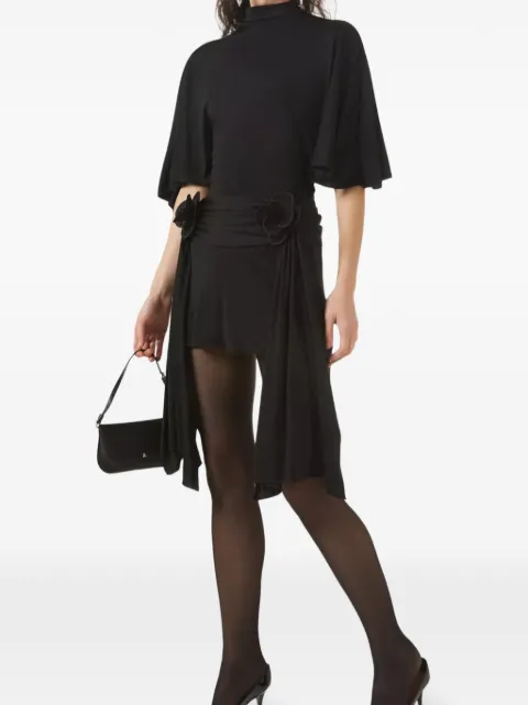 David Koma 3D Lace Flower jersey mini dress Black RE26DK01D