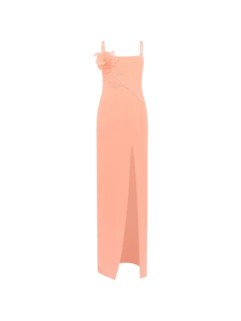 David Koma floral-appliqué slit maxi dress Orange RE26DK55DL