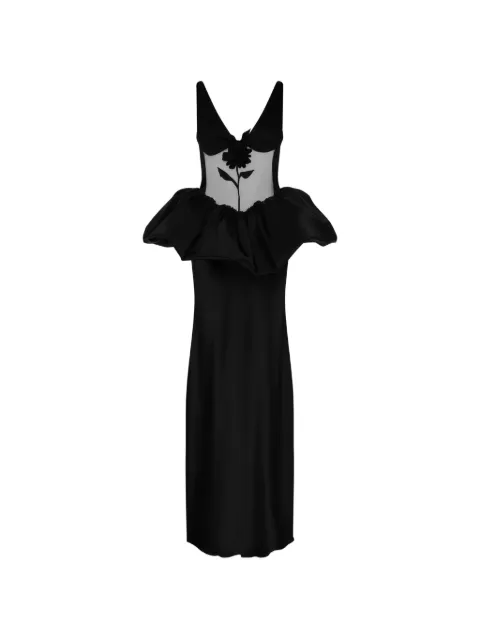 David Koma flower ruffled maxi dress Black RE26DK43DL