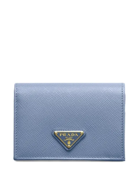 Prada triangle logo leather wallet Blue 1MV021QHH