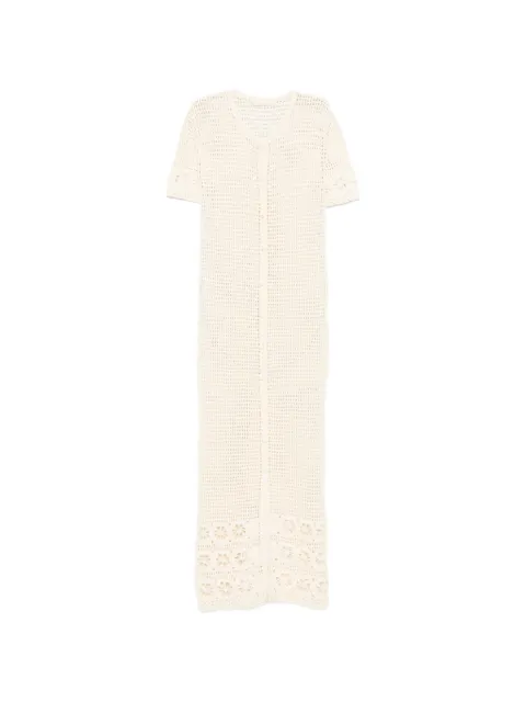 TERRY PUESTO crochet-knit floral-detail maxi dress Neutrals SS26PSMAXI