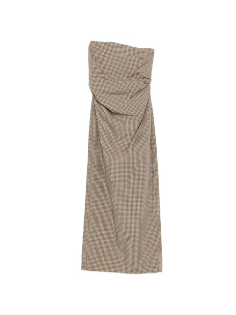 Enza Costa plaid-pattern tie-back maxi dress Brown PLP5650