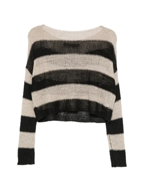 Enza Costa stripe-pattern bateau-neck sweater Black LINO8109S