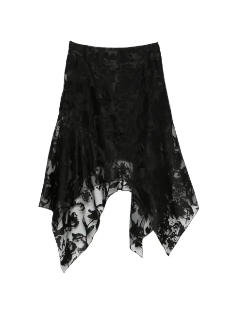 Alexander McQueen flower devoré asymmetric skirt Black 868877QHACJ