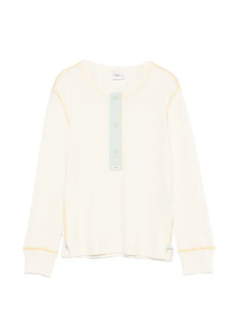 Chloé flatlock rib jersey top Neutrals CH26AJH40089