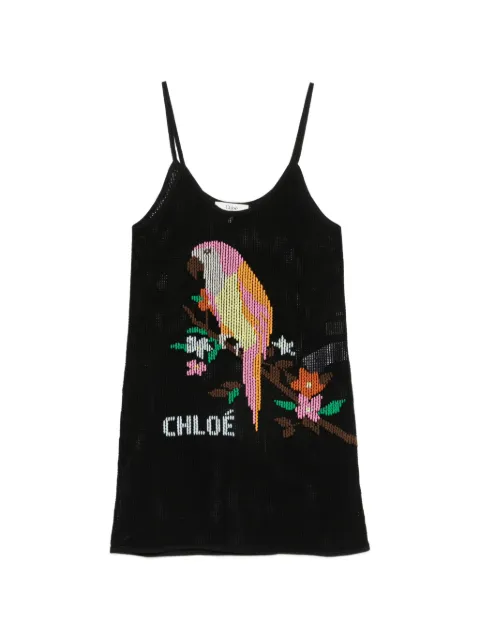 Chloé embroidered mesh-knit mini dress Black CH26AMR06830