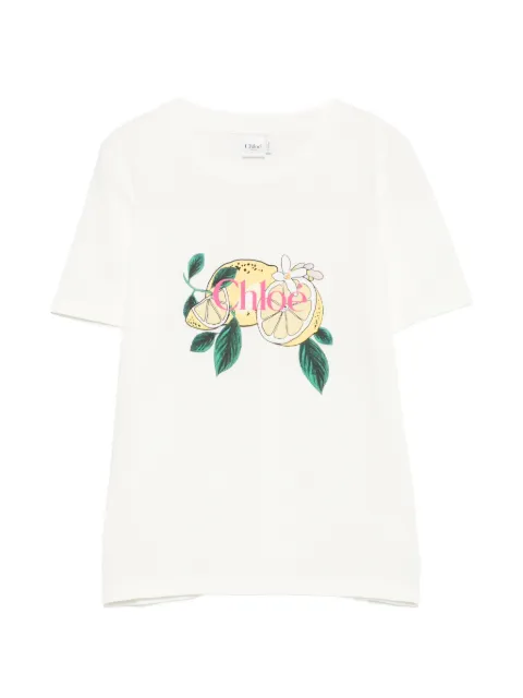 Chloé lemon-print logo-print T-shirt White CH26AJH08981