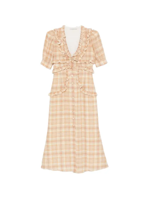 Alessandra Rich ruffled-trim midi dress Neutrals FABX4450F4821