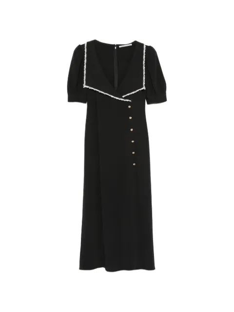 Alessandra Rich Cady lace-trim collar midi dress Black FABX4438F4692
