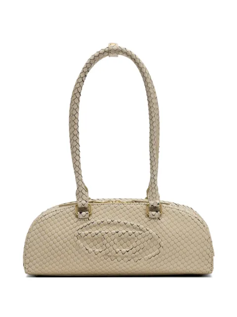 Diesel 1DR Dome-elongated bowling bag in snake-effect leather Neutrals X10641P8958